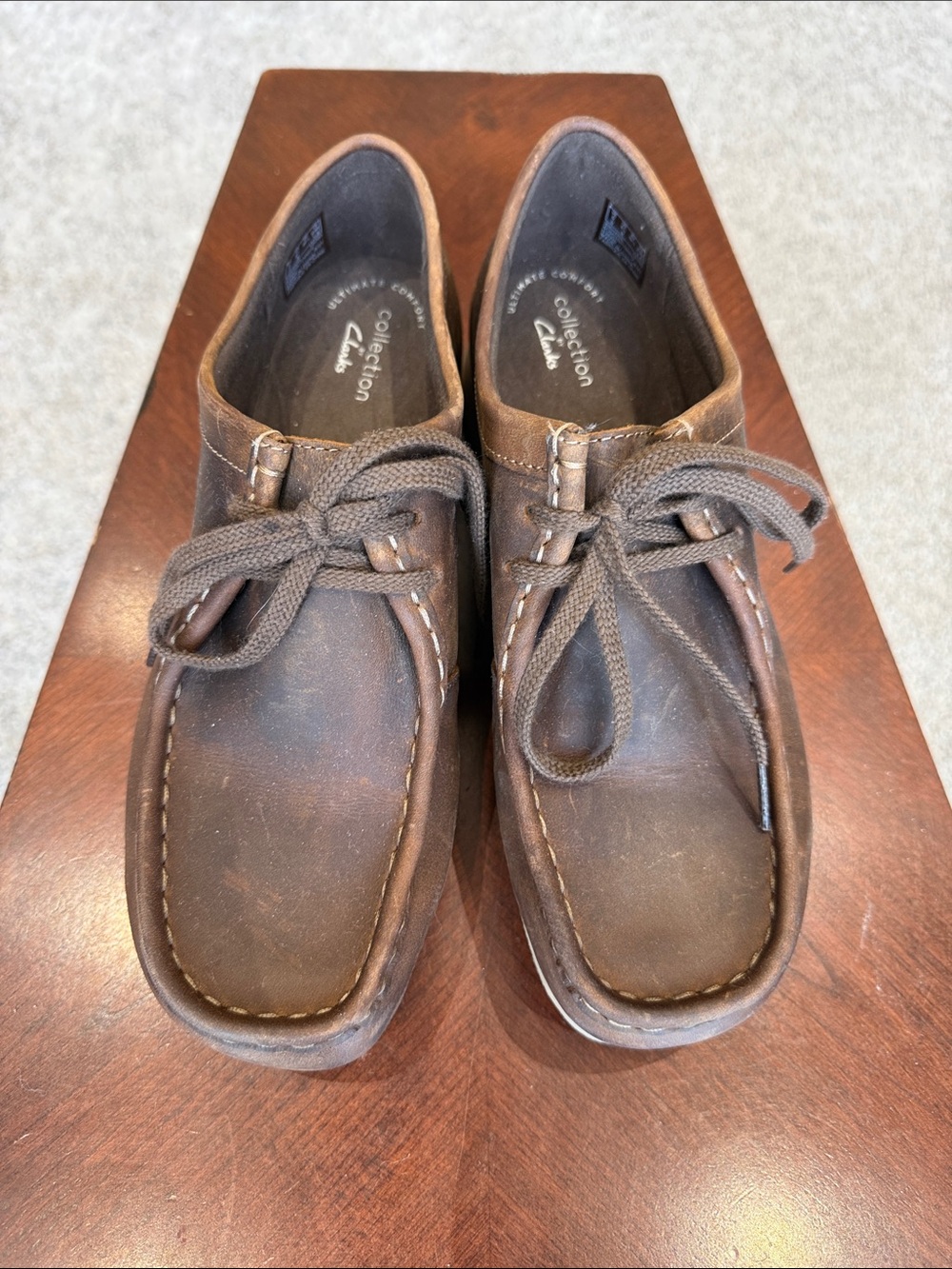 Clarks Brown Leather Boat Shoes with Lace Tie